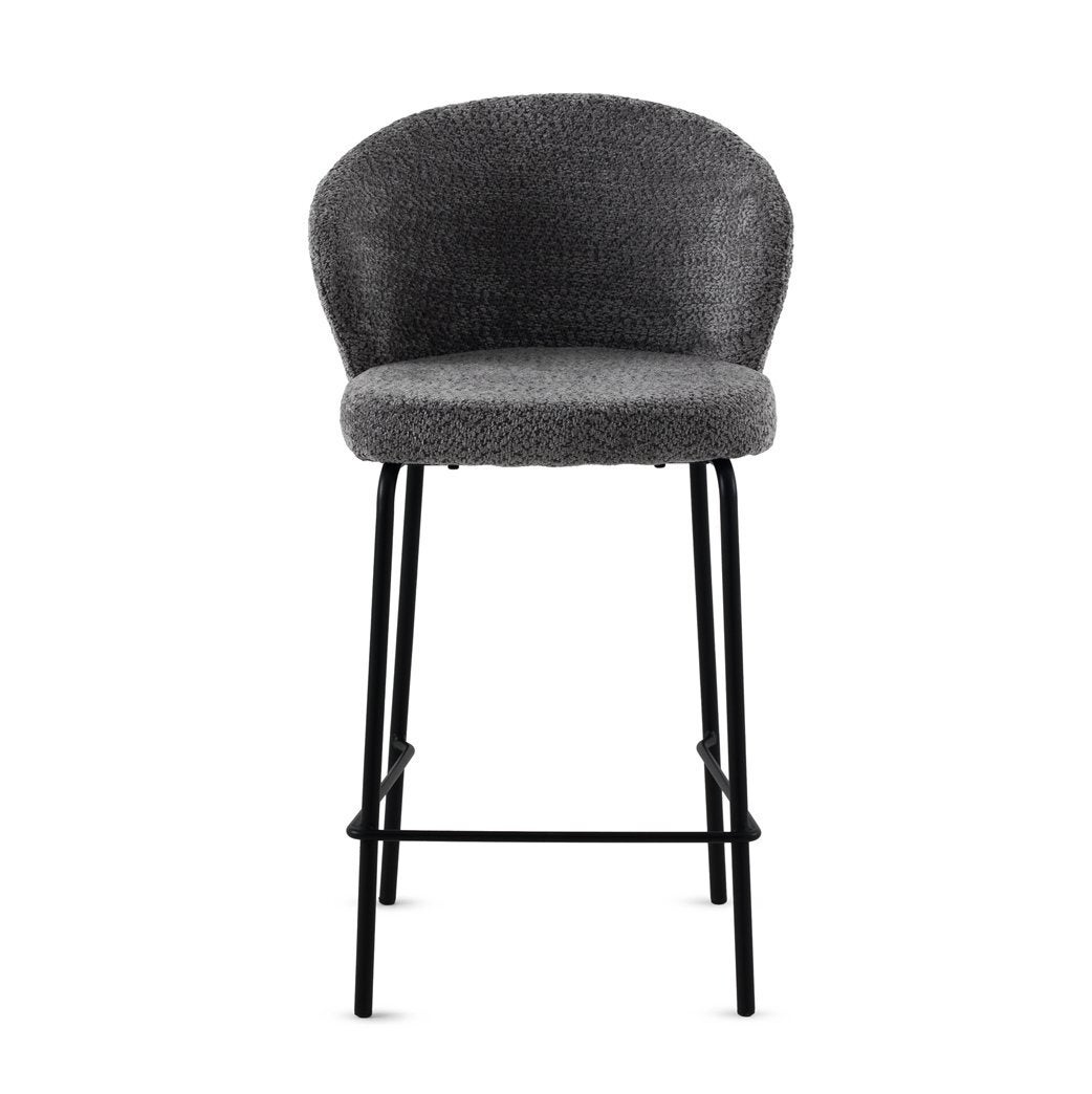Pack de 2 taburetes tapizados en chenilla color gris oscuro - 3