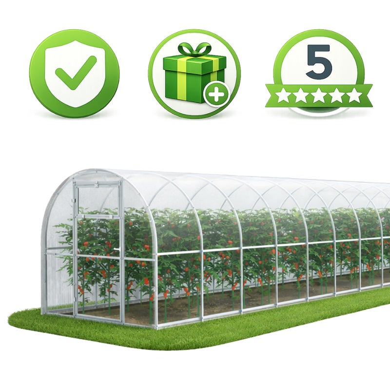 Szklarnia ogrodowa Tunel 2,4x12 m profile 20x20 poliwęglan 5 mm - Szklarnia z poliwęglanu