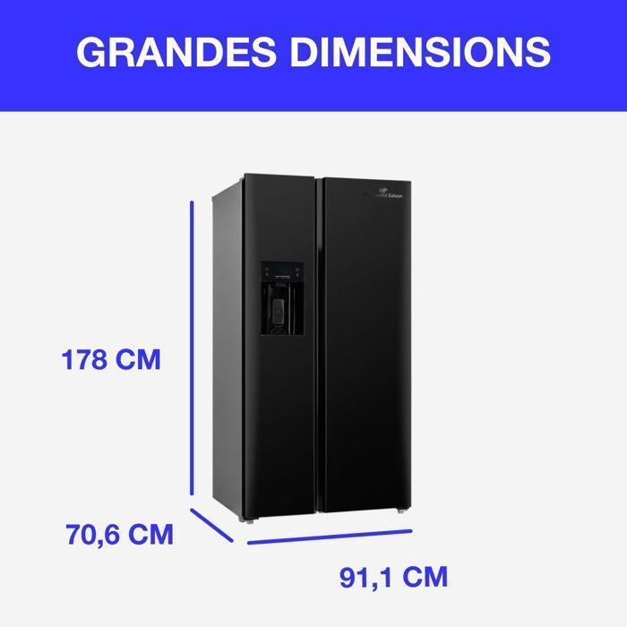 Réfrigérateur américain Continental Edison CERANF556B1 noir Total No Frost avec distributeur eau glace 556 L - 8