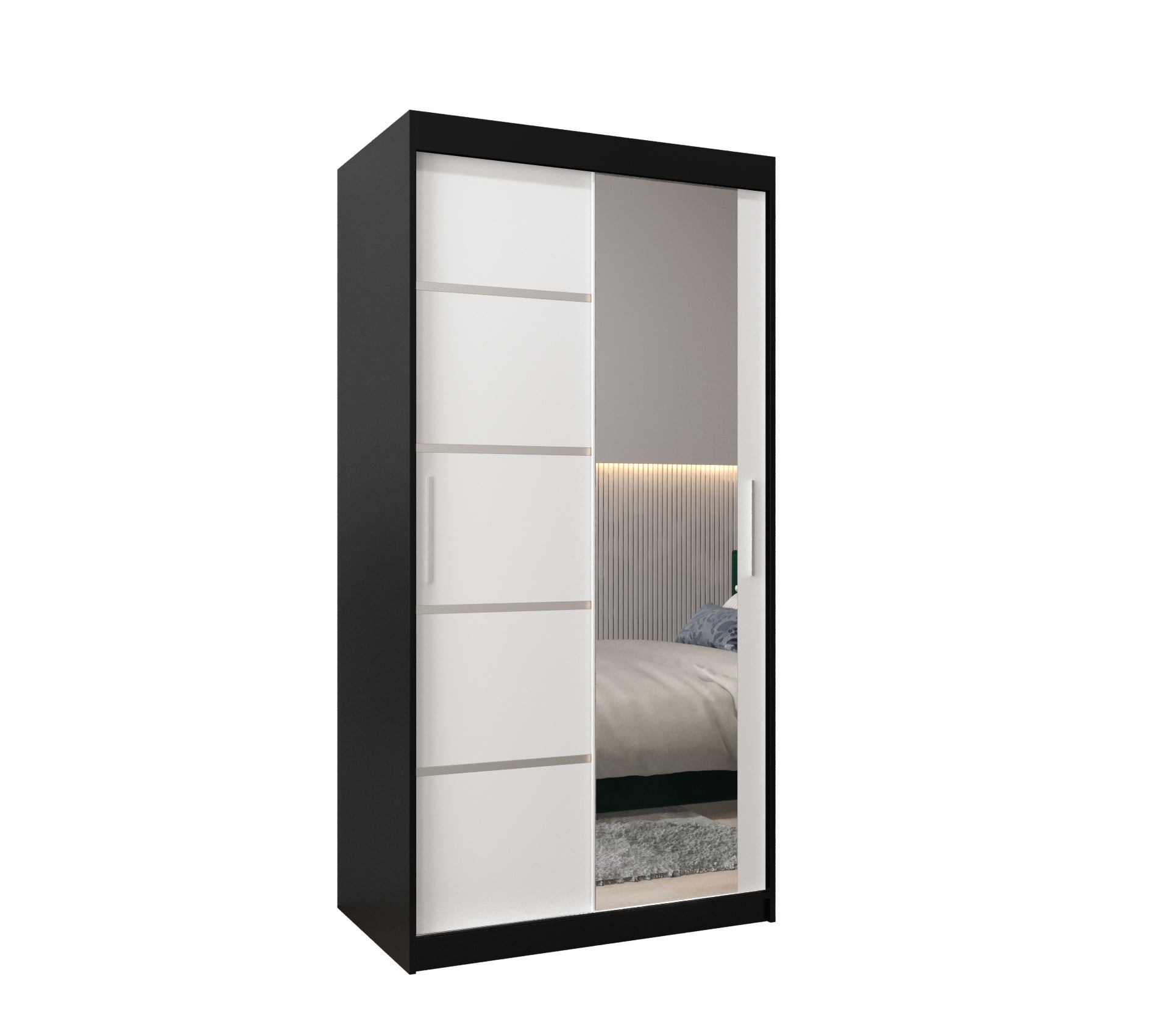 Szafa przesuwna garderoba Verona 2 100 x 62 x 200 cm Czarny + Biały - Abiks Meble