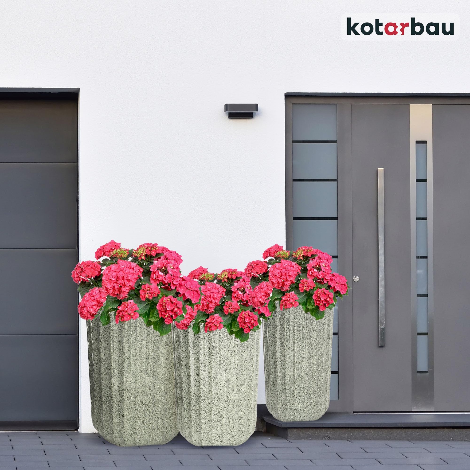 Komplet 3x doniczka donica ceramiczna ogrodowa z odpływem na kwiaty rośliny - KOTARBAU - 2