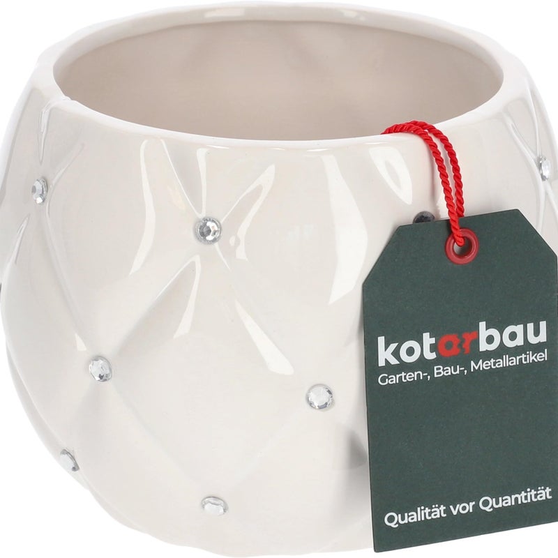 Doniczka donica osłonka glamour ceramiczna biała - KOTARBAU