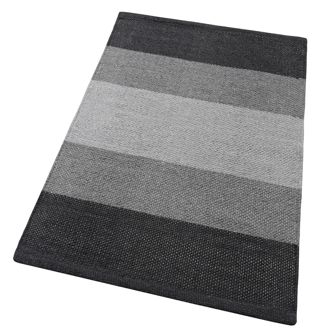 Alfombra de baño cocina 55x110 cm algodón puro suave absorbente lavable tejidas a mano rayas grandes gris