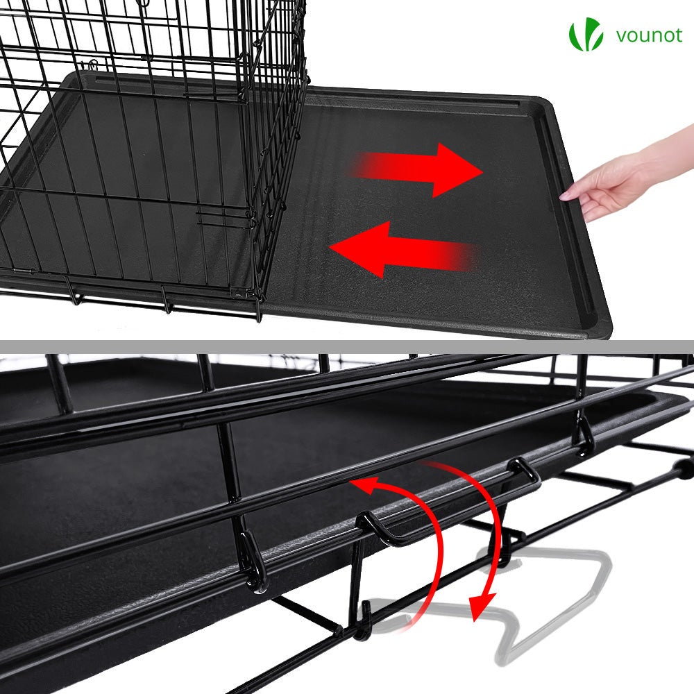 Cage pour chien pliable avec 2 portes verrouillable plateau amovible 92x58x64cm VOUNOT® - 5