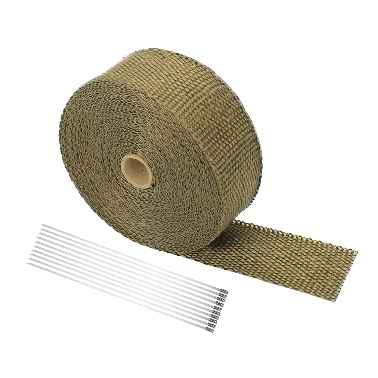 Taśma termiczna do układu wydechowego, 50 mm X 5 m Izolacja wydechu, taśma izolacyjna termiczna z metalowymi opaskami zaciskowymi, do mocowania osłon