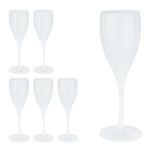 Flute in Plastica, Set da 6 Calici da Spumante, Bicchieri Riutilizzabili, Senza BPA, 160 ml, Prosecco, Bianco, Relaxdays | Leroy Merlin