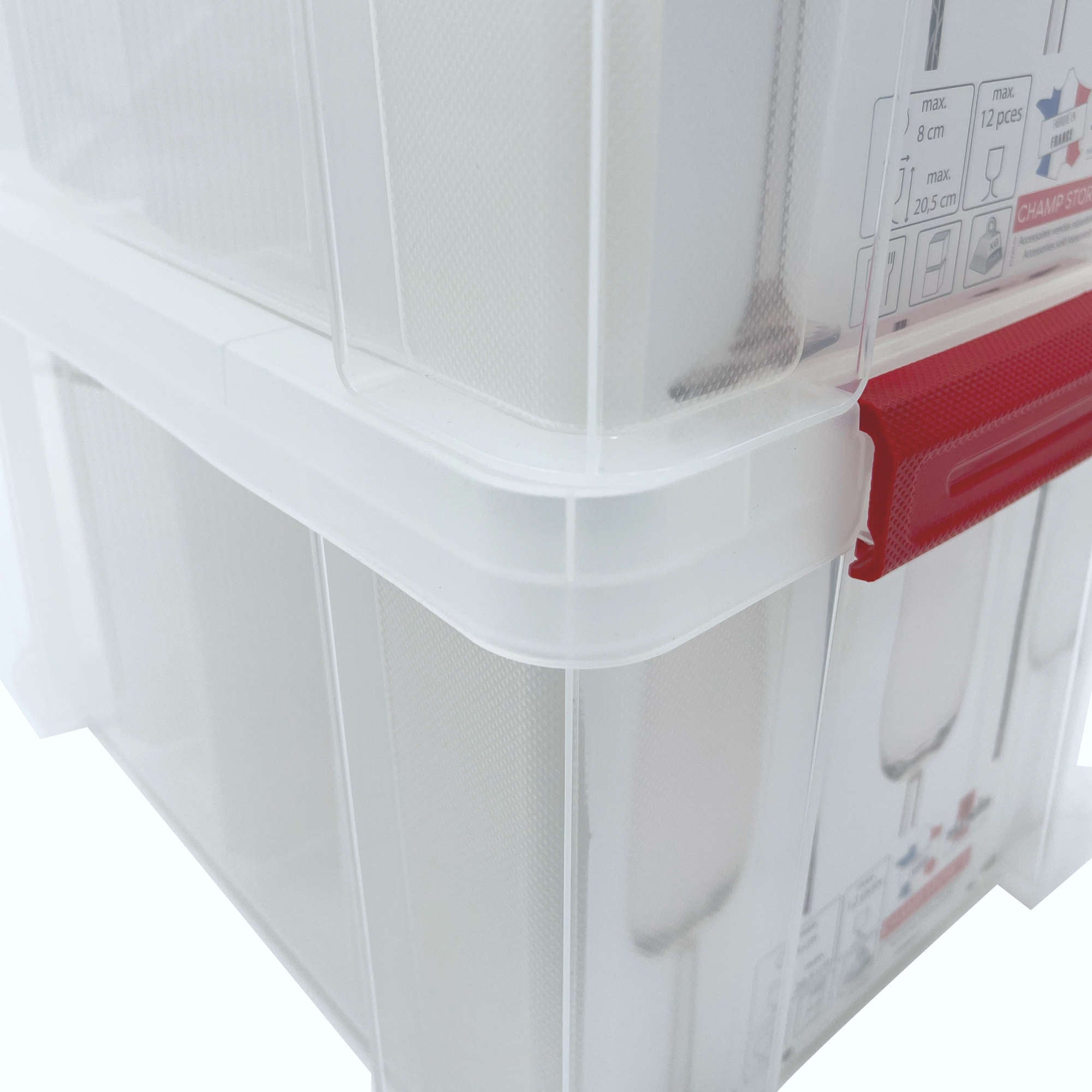Lot de 3 boîtes de rangement en plastique pour flûtes à champagne, renforcées et transparentes avec couvercle CHAMP STORE - 6