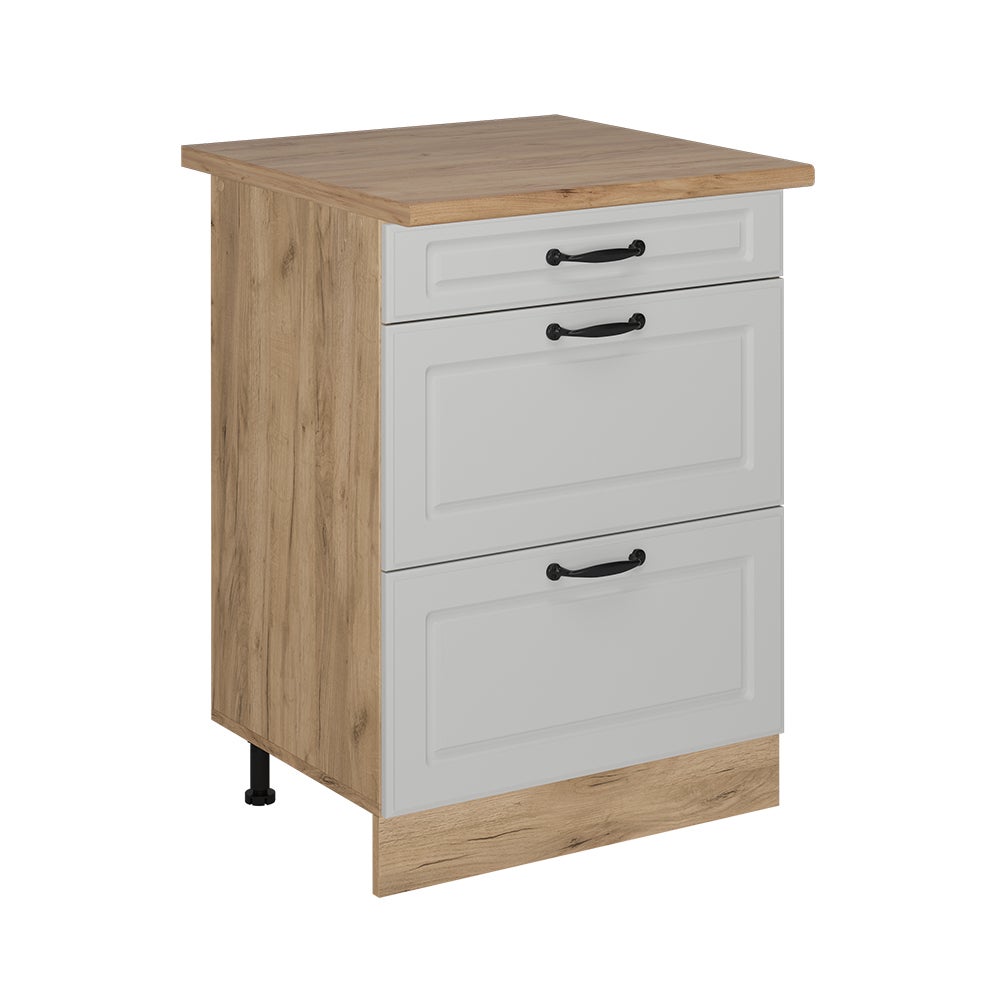 Vicco Szafka dolna do kuchni R-Line, Biały domek wiejski, 60 cm z szufladami, BP Dąb