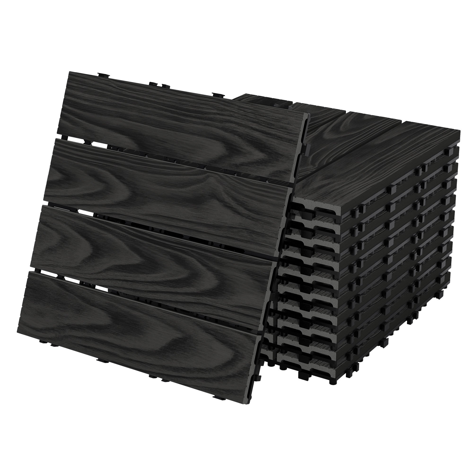 ECD Germany plytki tarasowe wpc 30x30 cm 33 sztuk 3m² kwadratowy antracyt panele podłogowe klik odpływ wodny balkon taras ogród patio weranda