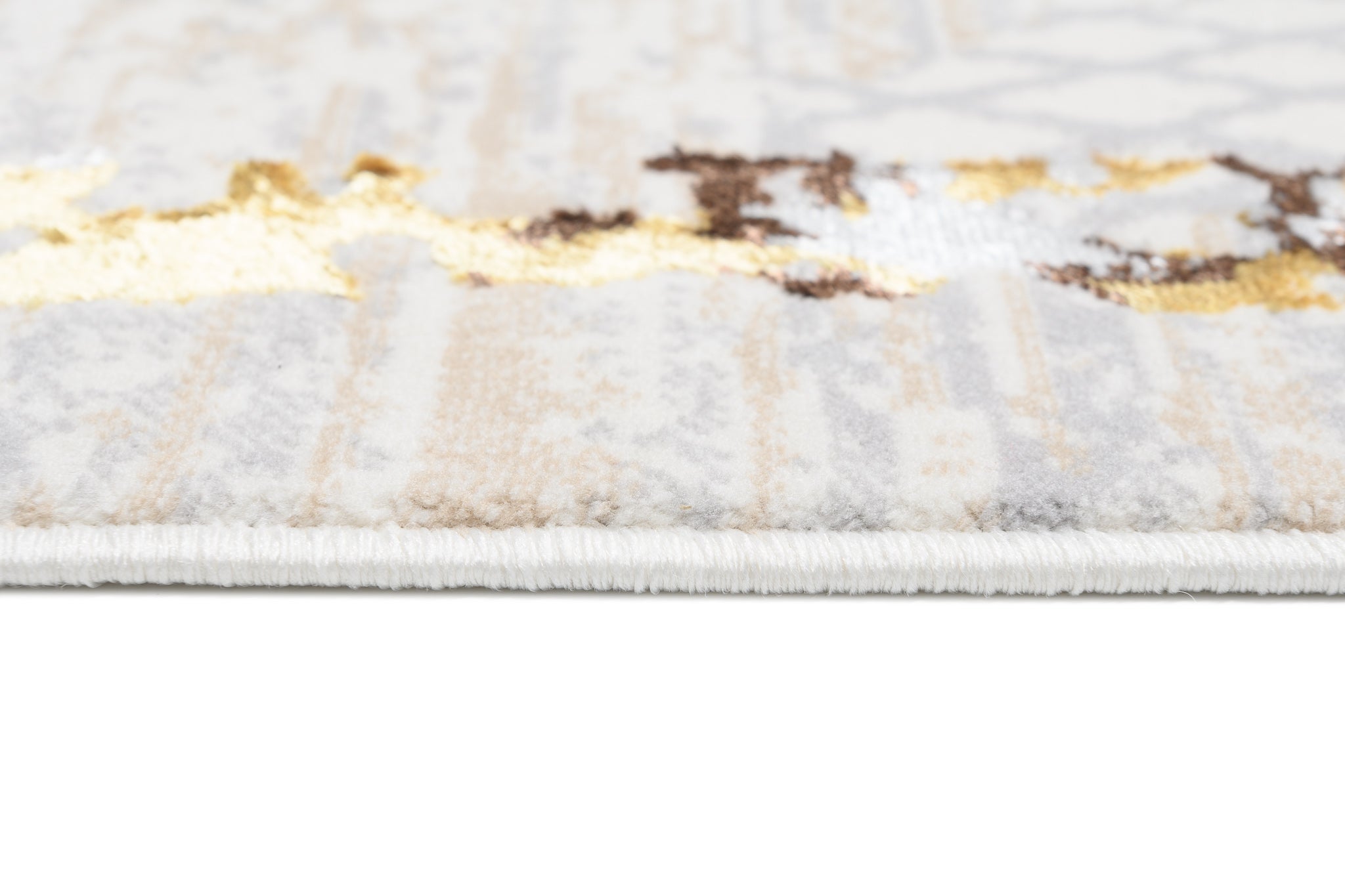 TAPISO Golden Tapis de Salon Moderne Or Beige Gris Crème Marron Moucheté Motif Cadres Doux Poil Court 200 x 300 cm - 5
