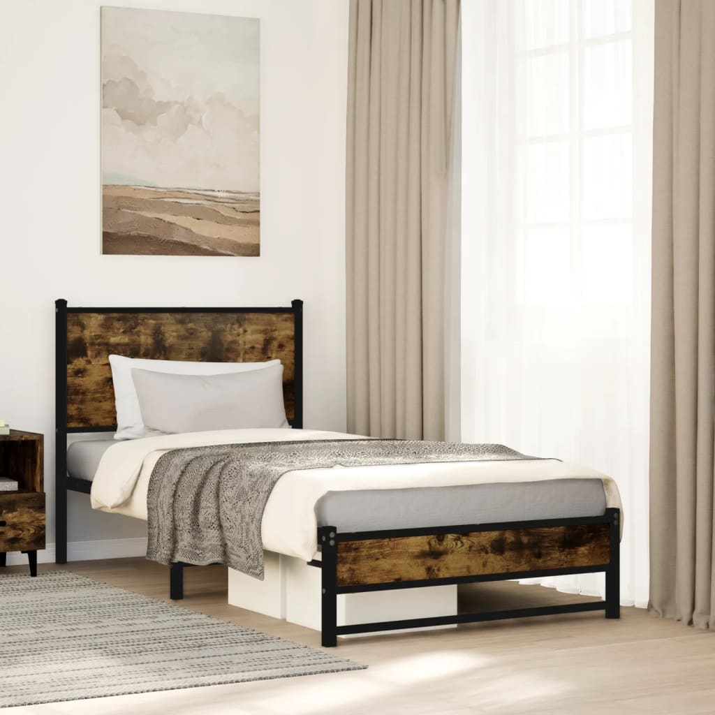 Łóżko Metalowe Czarne Rama łóżka Ze Stelażem Łóżko Do Sypialni Pokoju 90x190 cm