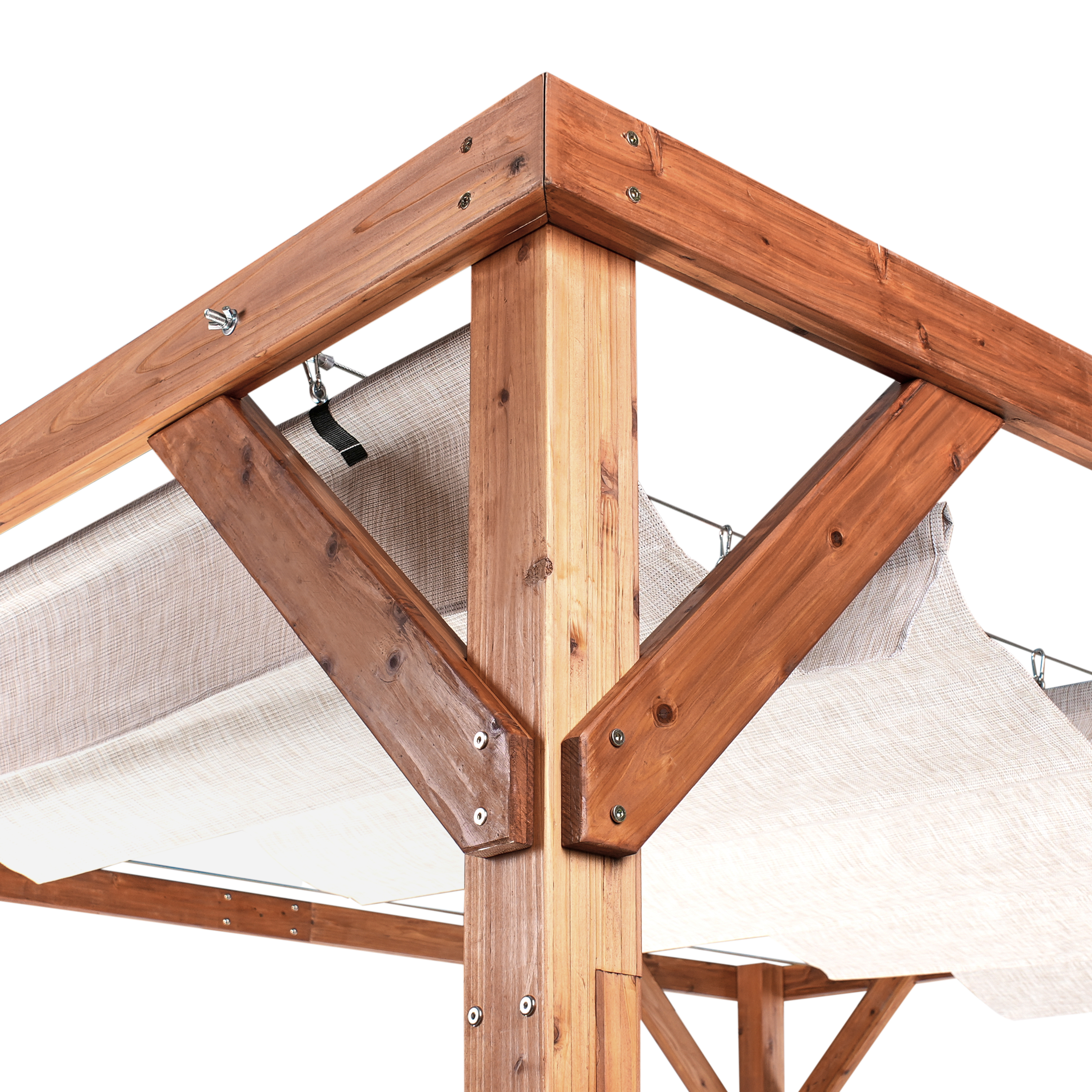 Beliani Cenador VILLAROSA Madera de abeto 320 cm 380 cm Marrón/Beige - 8