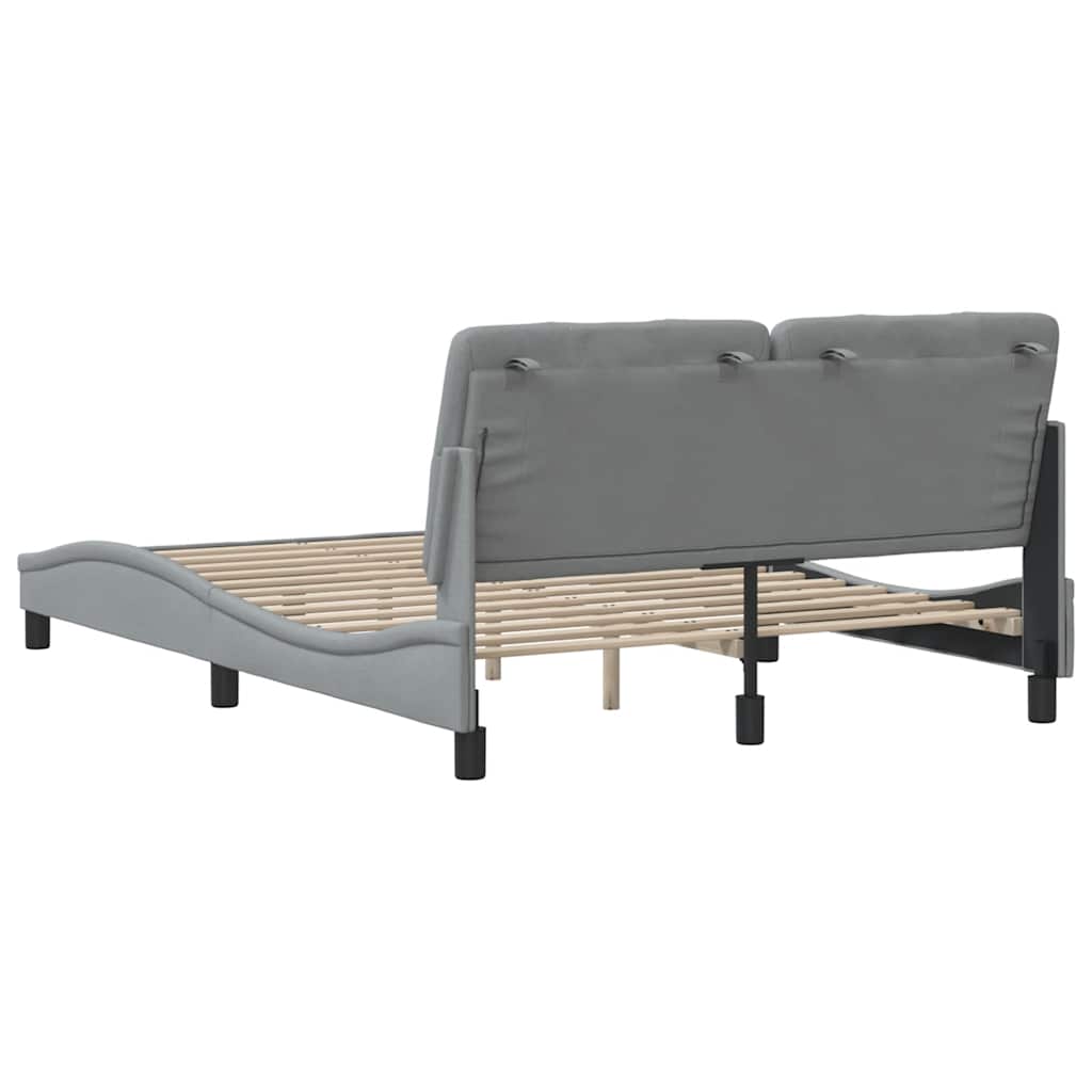 Cadre de lit sans matelas gris clair 140x200 cm tissu - 9