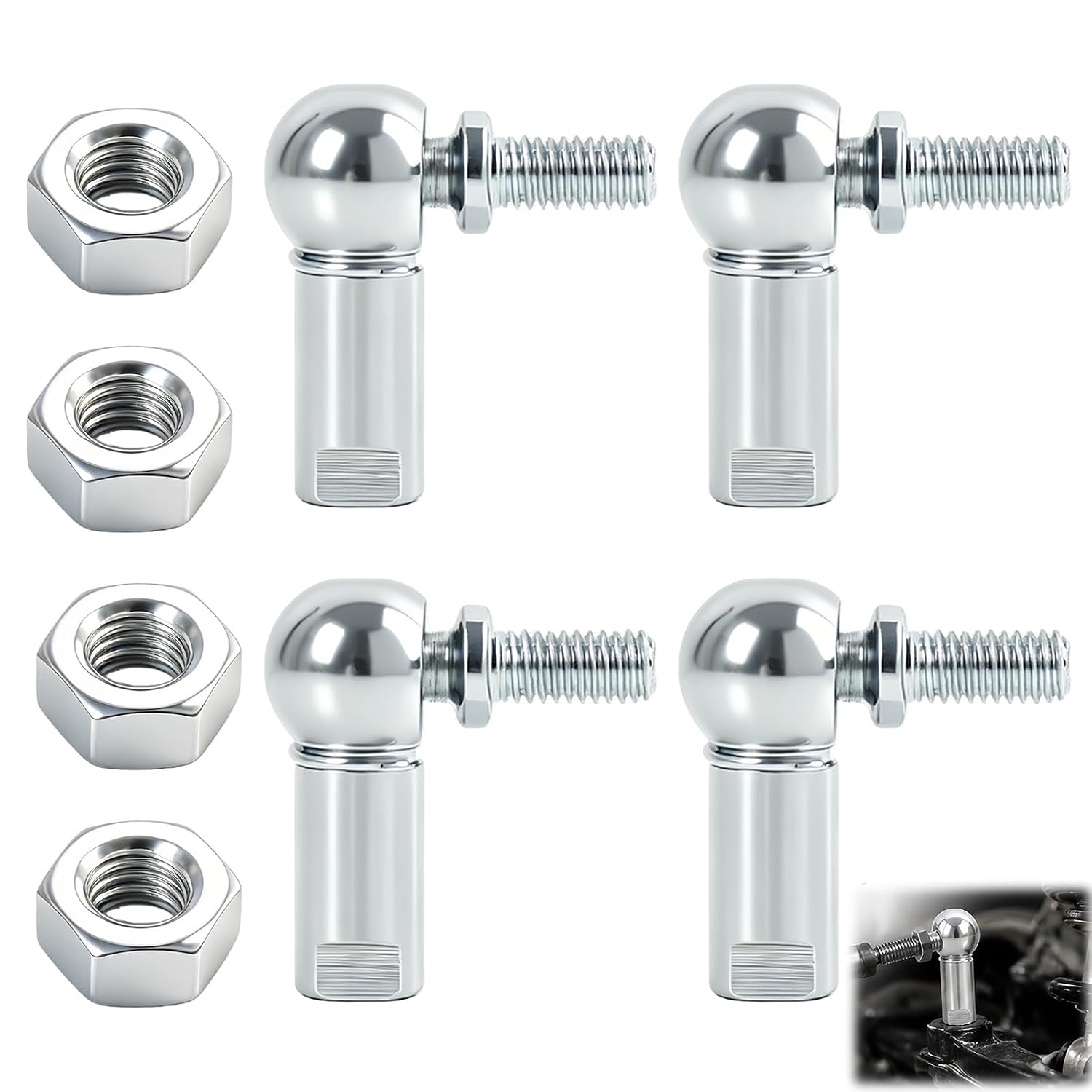 4 Goujons à Rotule – CS10 M6x1mm – Acier Carbone – Tige Droite Femelle/mâle – Uxcell