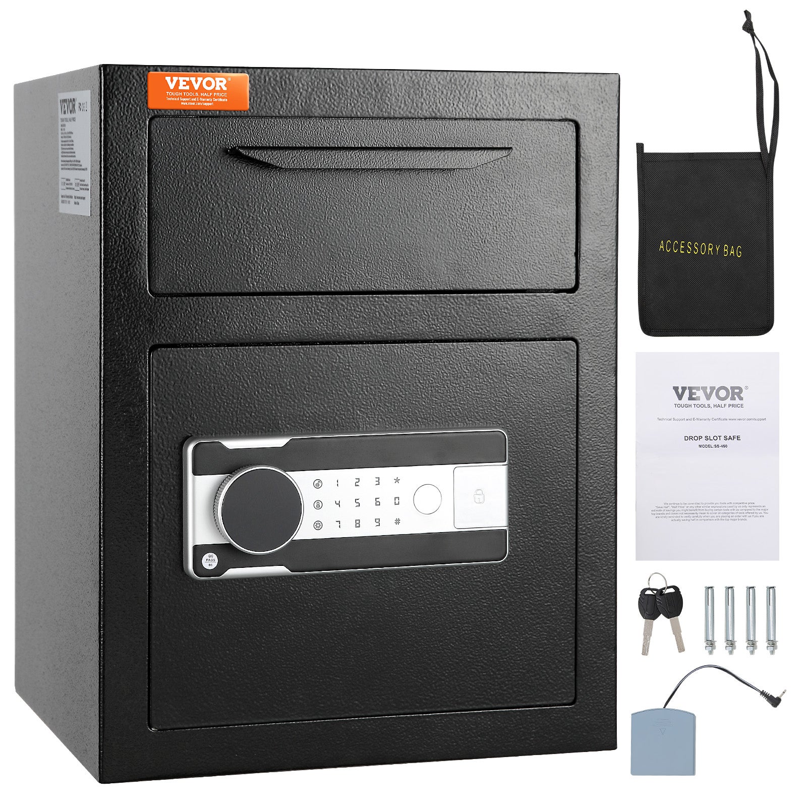 Sejf depozytowy 1,7L, sejf depozytowy ze szczeliną, elektroniczny zamek szyfrowy i 2 klucze awaryjne, 45 x 30 x 35 cm, sejf biznesowy na gotówkę VEVOR