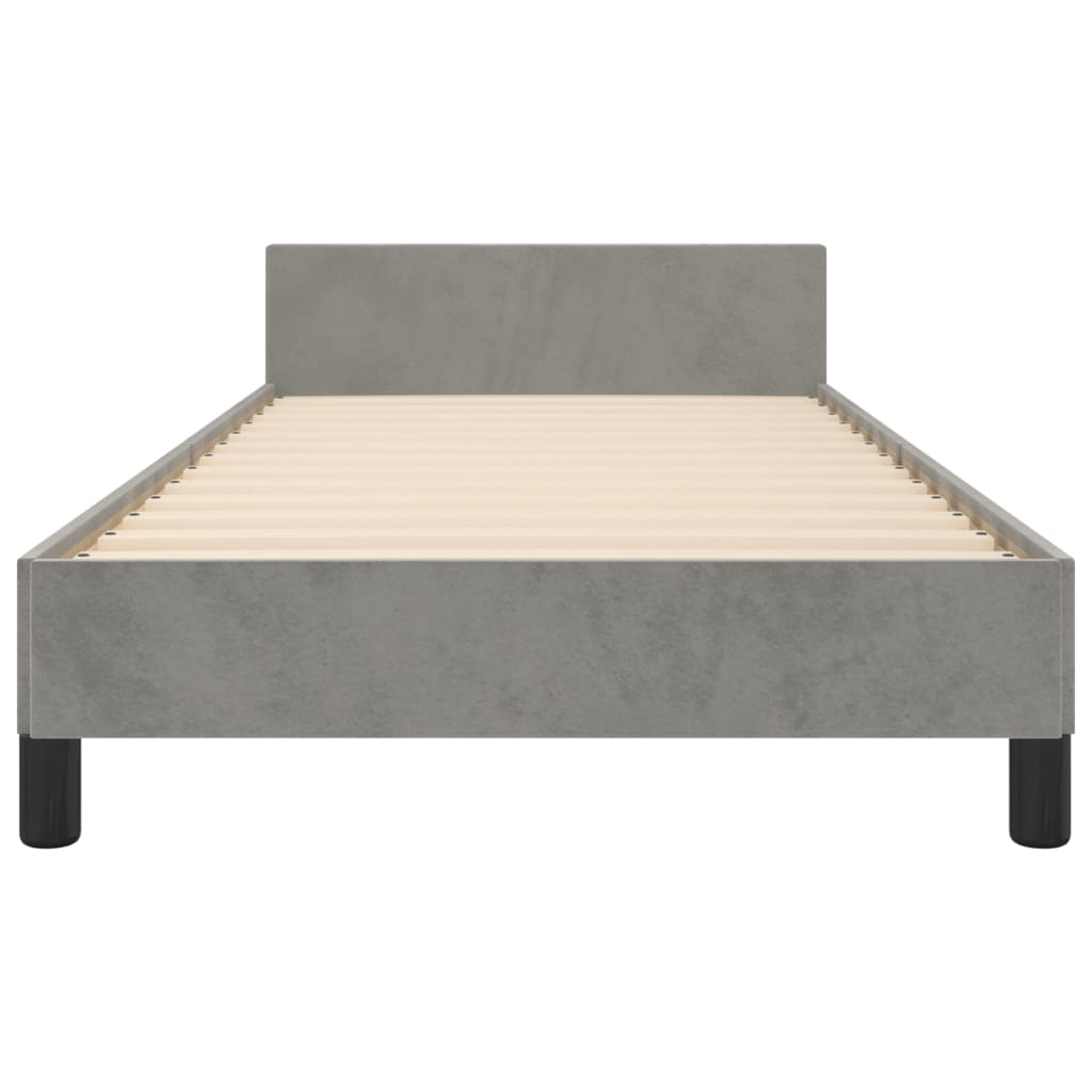 Cadre de lit sans matelas gris clair 100 x 200 cm en velours - 6
