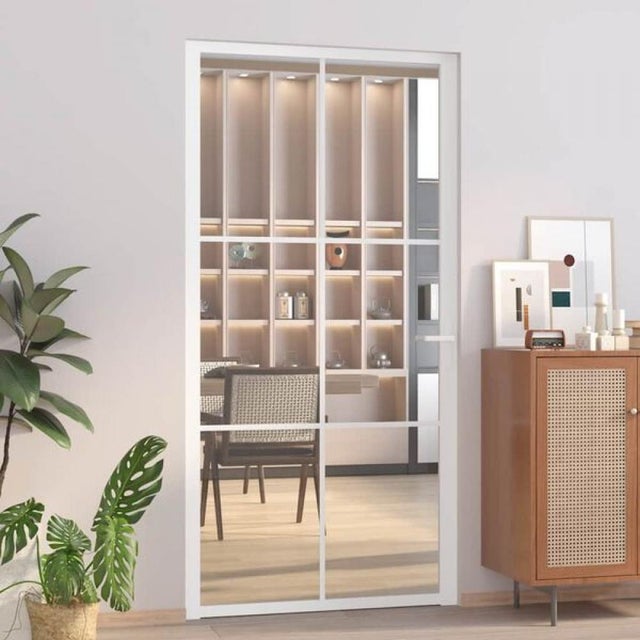 Porta interna 102,5x201,5 cm em vidro temperado ESG e alumínio: segurança, robustez e design moderno com três tipos de vidro