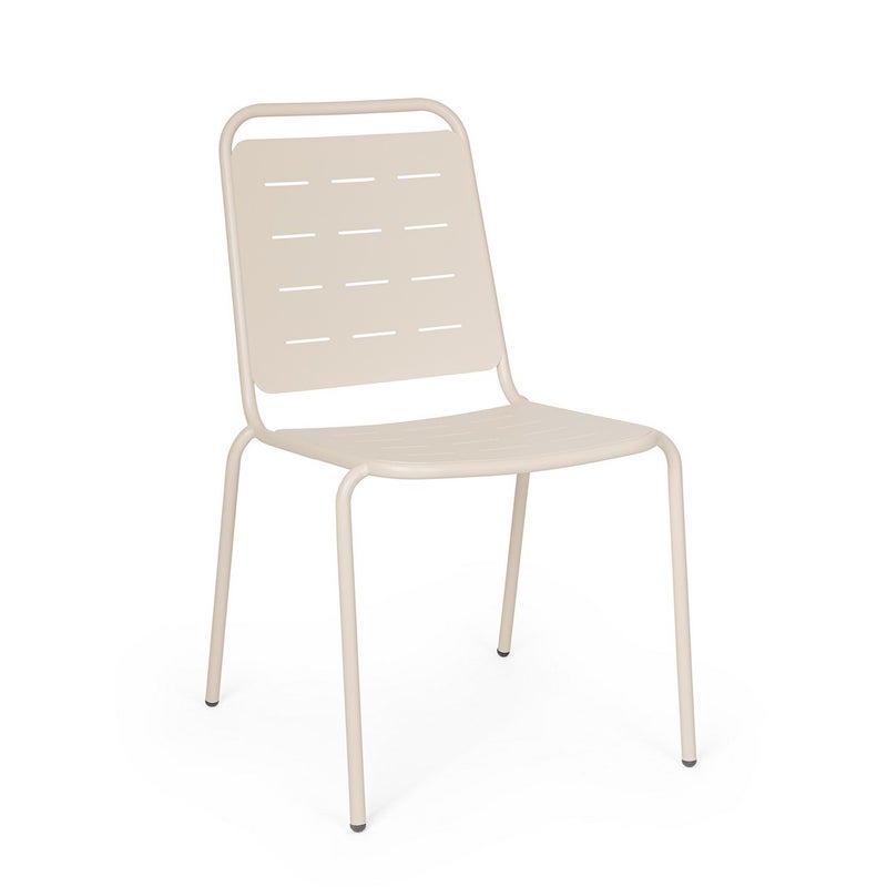 Zestaw 2 krzeseł z podłokietnikami ze stali lakierowanej elektroforetycznie z matowym wykończeniem, beżowy