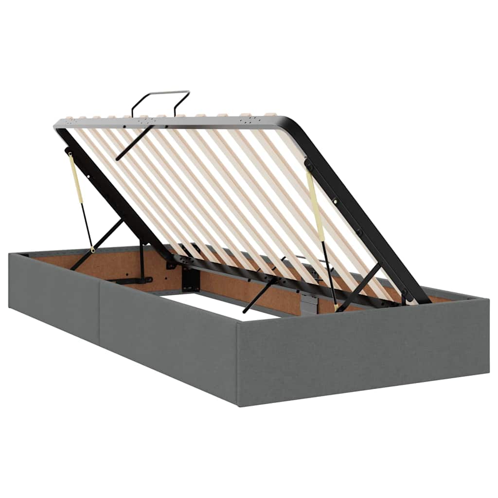 Lit de rangement avec matelas gris foncé 90 x 190 cm velours - 6