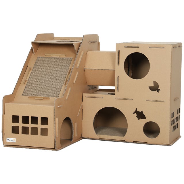 Arranhador para Gatos PawHut Cartão Corrugado Castanho 78x66x57 cm D30-892V00BN