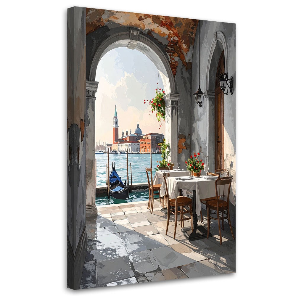 Obraz do salonu sypialni jadalni biura hotelu,Wenecja Restauracja z widokiem na miasto i kanał 80x120