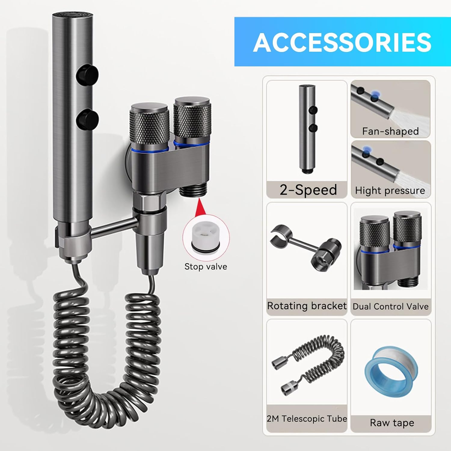 Doccetta Per Bidet Telescopica 40-200 Cm - Senza Trapano, Con Tubo Flessibile - Foto 10