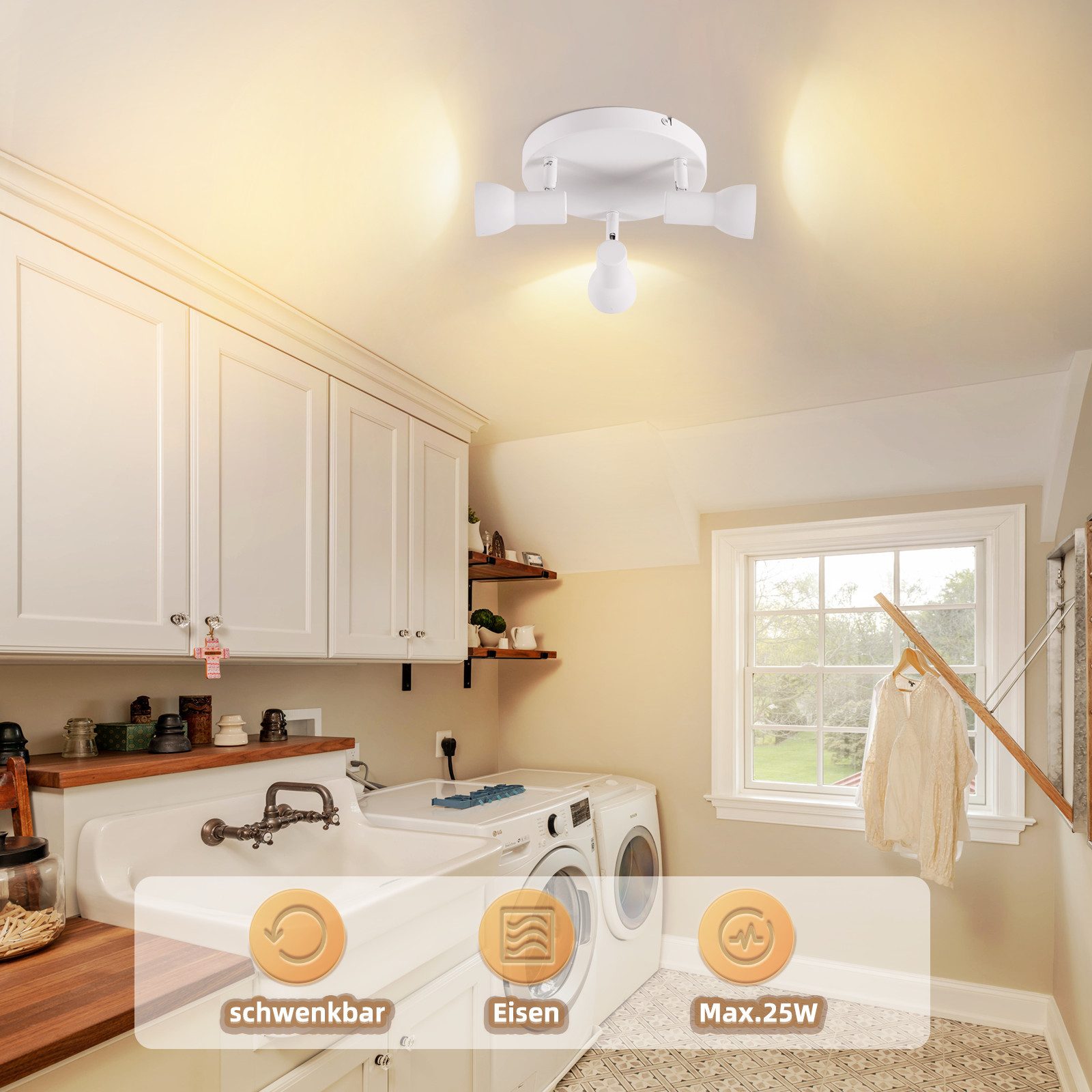 Spot de plafond NETTLIFE 3 flammes, rond, éclairage d'intérieur, blanc, métal, culot GU10 - 2