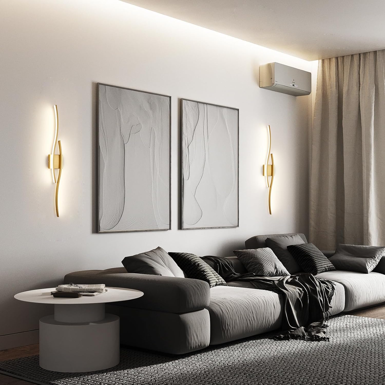 Applique murale LED 60 cm x 15 cm, lampe murale moderne en arc, lampe de chevet d'intérieur, plafonnier, 3 températures de couleur (3000 K-6000 K) - 8
