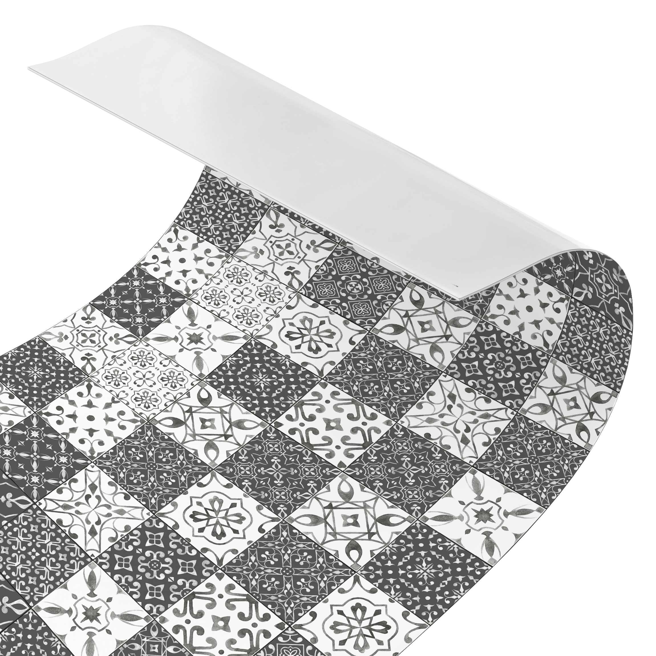 Rivestimento cucina moderno rivestimento adesivo cucina a prova di acqua e olio per pareti e piastrelle Piastrelle Grigio Bianco 200 x 70 cm - 6