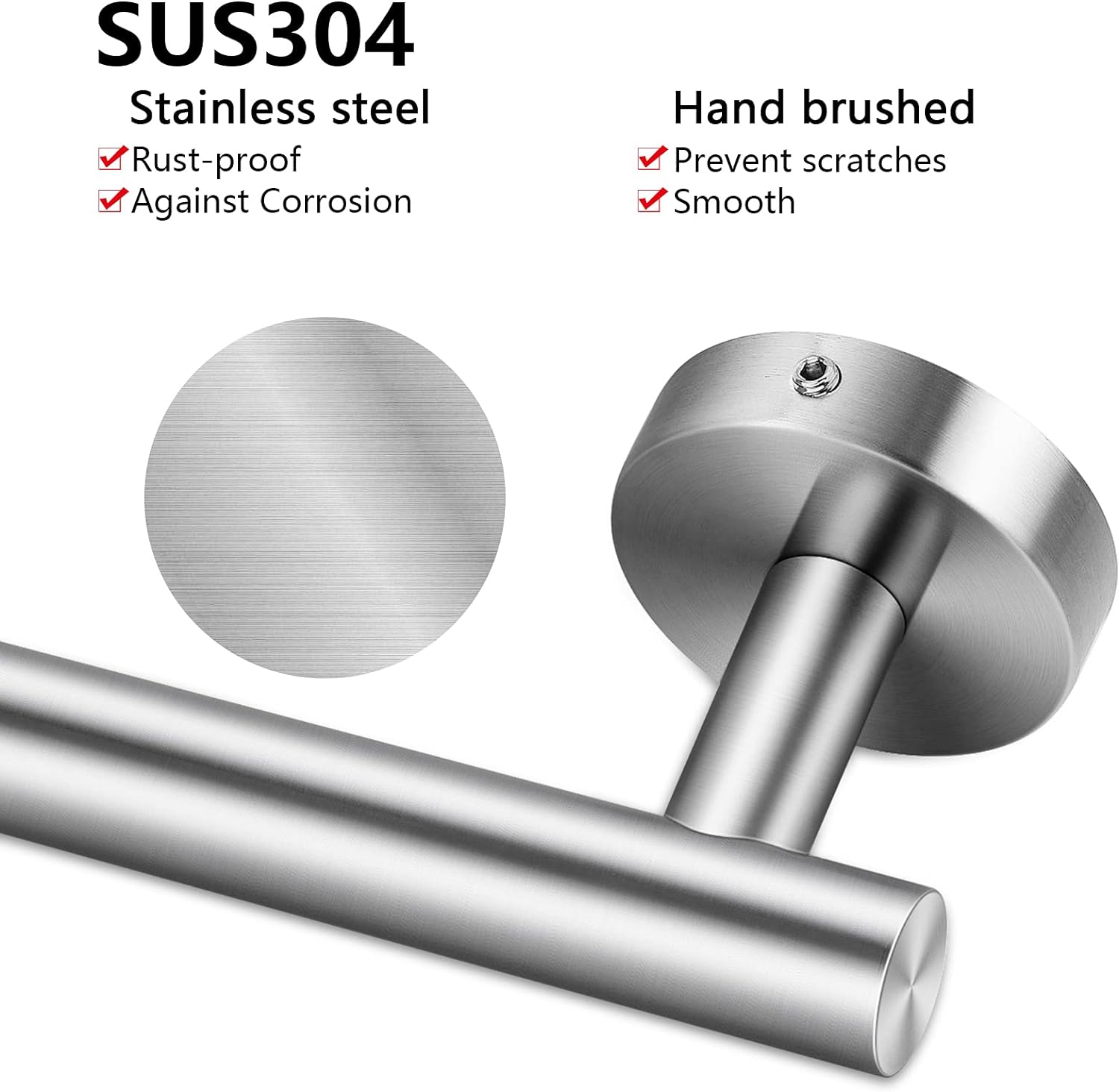 Argent Porte Serviette 30cm, Salle de Bain Support Acier INOX Porte-Serviette pour Serviette - 3