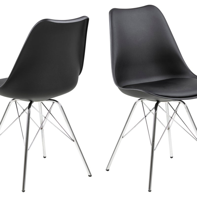 Erin krzesło do jadalni czarny, chrom.