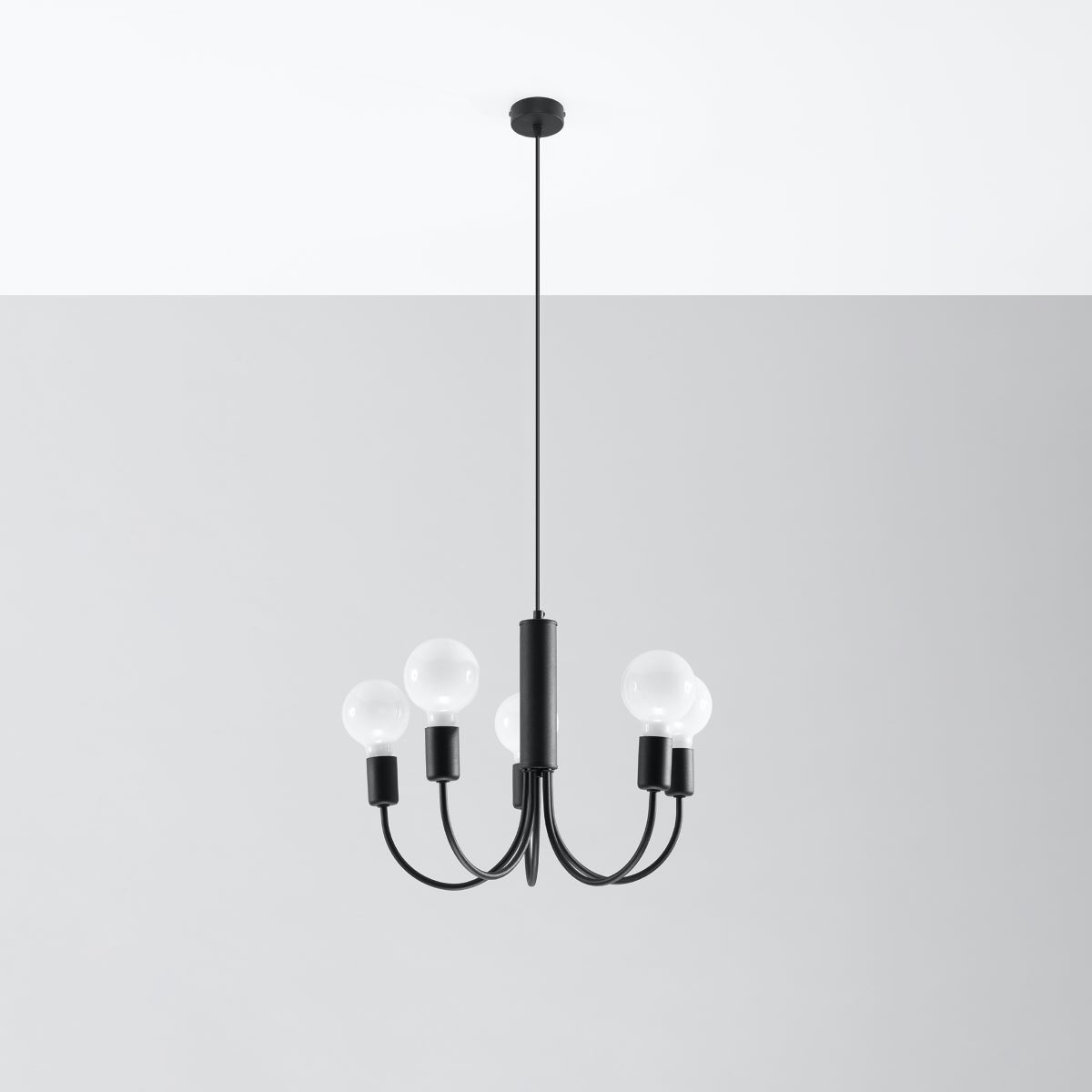 Żyrandol MINIMO 5 czarny LED 4000K - 45x45x100cm Sollux