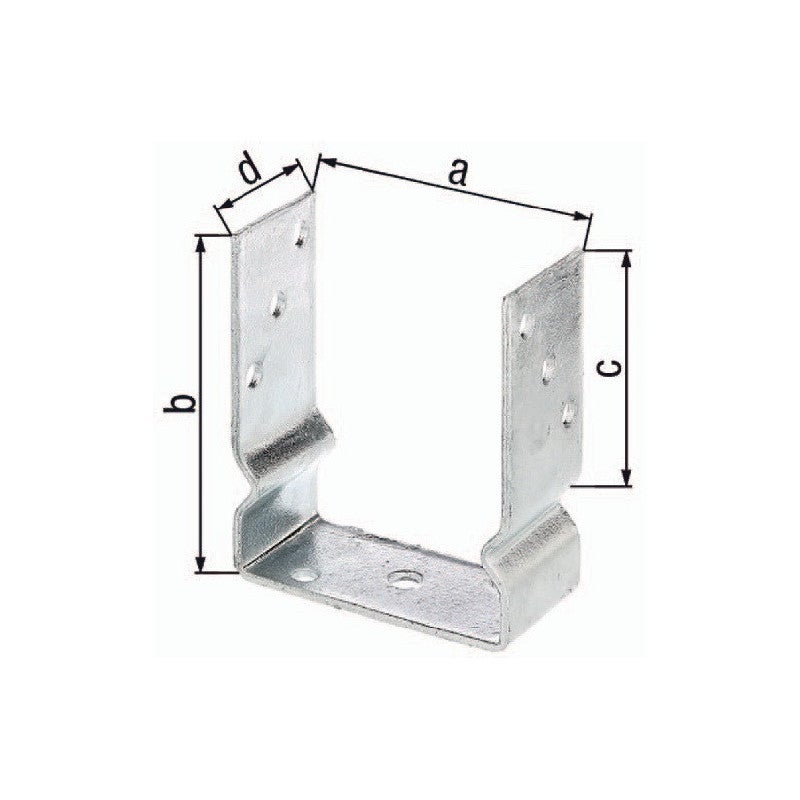 Alberts 217648 Supporto per palo a U, da avvitare o da inserire nel calcestruzzo, zincato a caldo, larghezza netta 121 mm