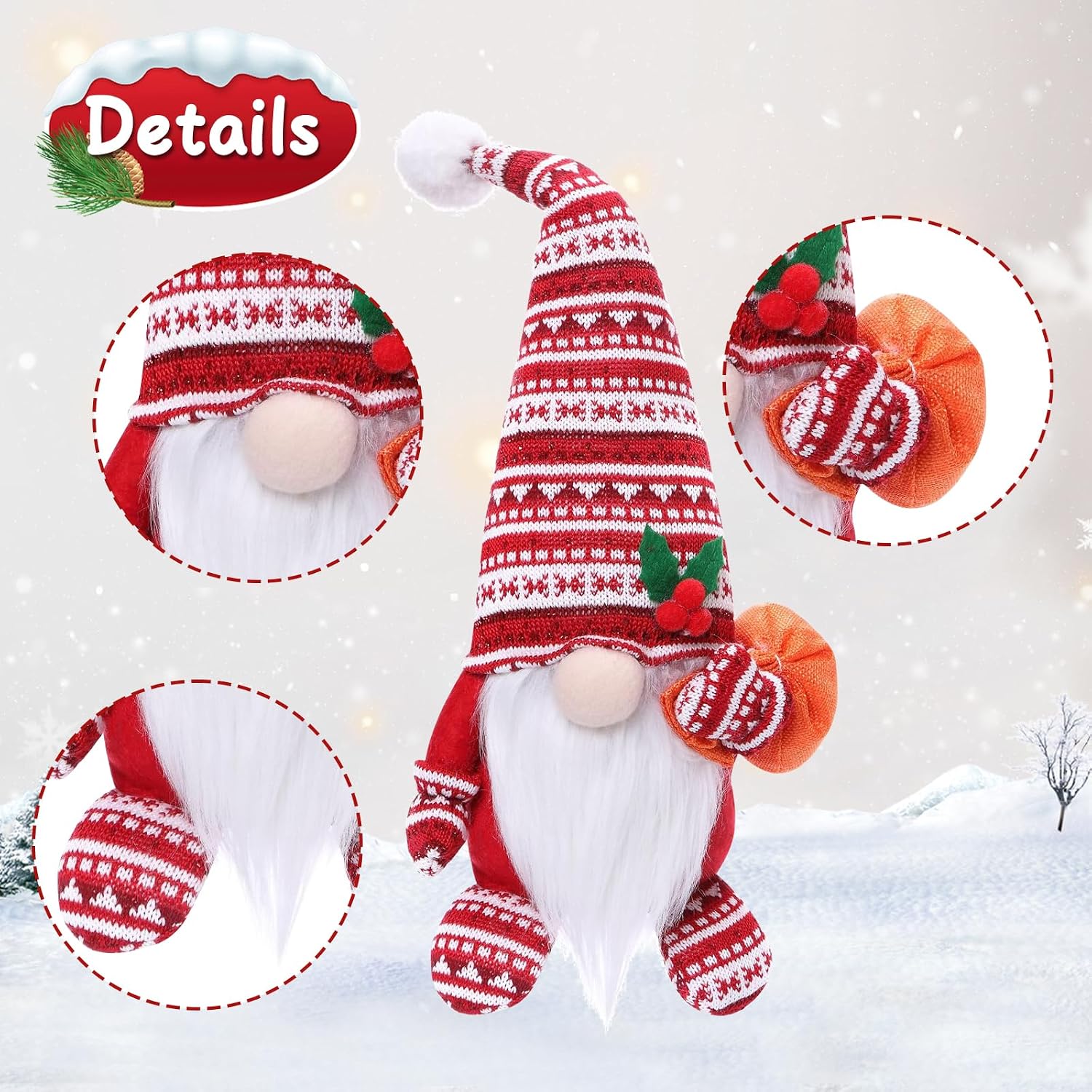 Gnomo navideño grande, decoración navideña, gnomo elfo de 40 cm para ...