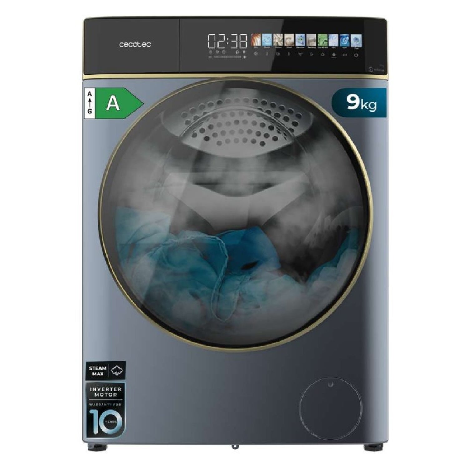 Cecotec Lavadora 9Kg Carga Frontal Bolero Dresscode 9900 Inverter Fullcolor Ice Blue A. Acabado 1400 Rpm, Pantalla 10,3 Azul , Leroy Merlin
