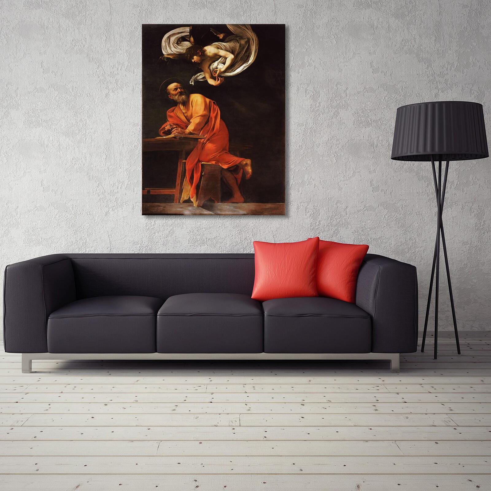 Tableau reproduction photo du caravage - inspiration st. Matthieu - 50 x 70 cm - 3