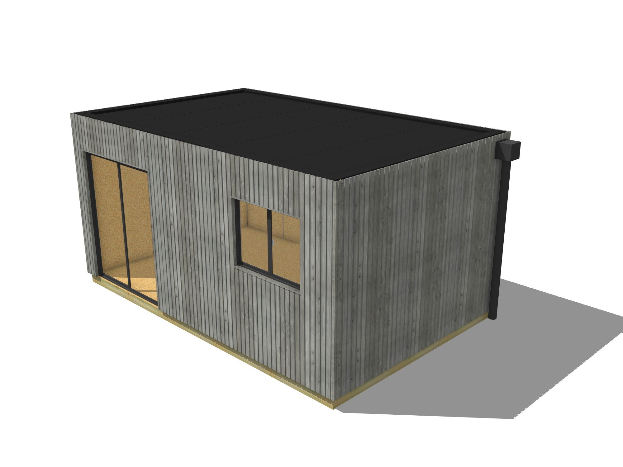 Bureau de jardin ossature bois en bois 5,5 x 3,5 x 2,7 m avec plancher isolé - 2