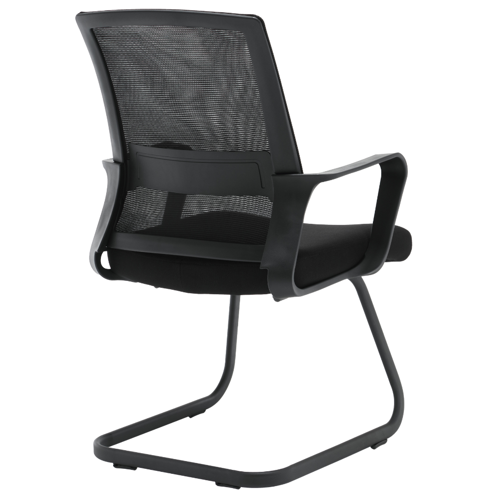 Chaise de bureau pour salle d'attente, lot de 2 fauteuils de conférence, de réunion, siège ergonomique avec accoudoirs, en tissu respirant noir - ZIK - 4