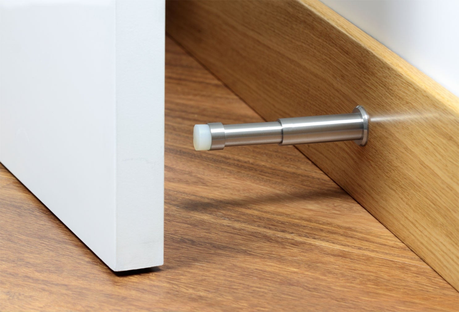 Butée murale réglable|Installation par vis|Acier inoxydable|Finition mate|Caoutchouc blanc| 88-125 mm| Mod. I-182T-B - 3