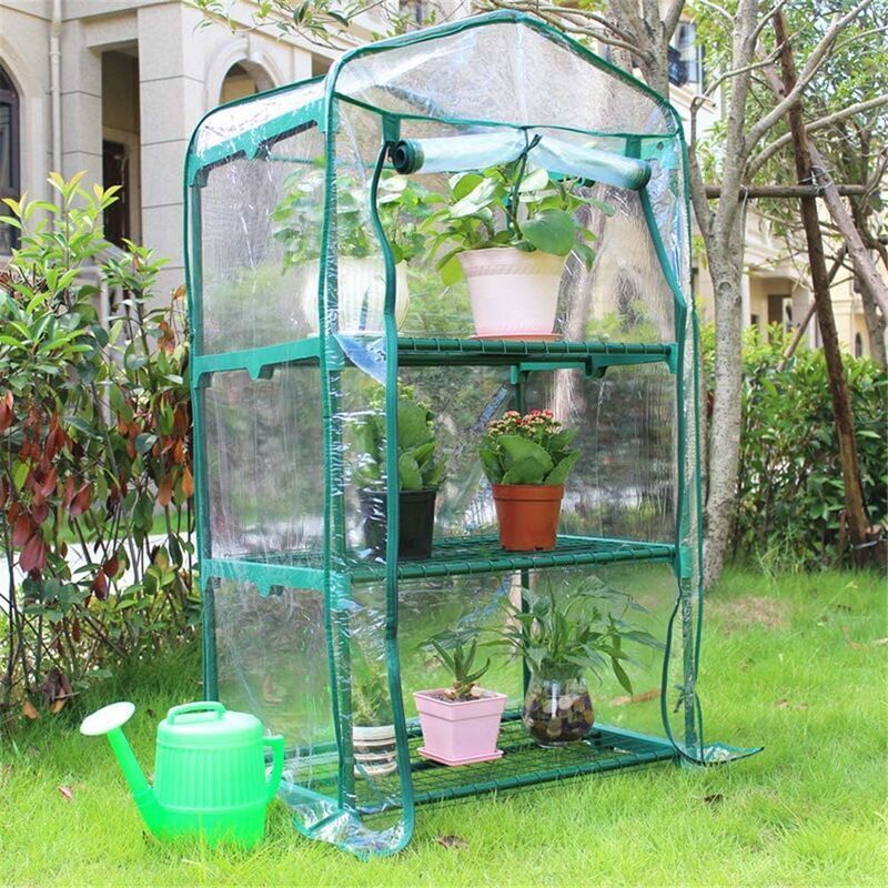 Housse de serre à 3 étages en PVC - Housse de rechange pour mini serre de jardin pour intérieur ou extérieur (support en fer non inclus) - 2
