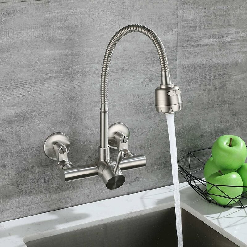 Mitigeur Mural Cuisine Acier Inox 304 – Rotation 360°, Montage 6.3-24cm, Robinet Durable et Hygiénique - 2