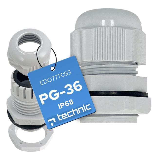 Presse-étoupe PG36 IP68 gris pour câble Ø 22 à 32 mm en PA66 pour coffrets, boîtes de dérivation et armoires électriques