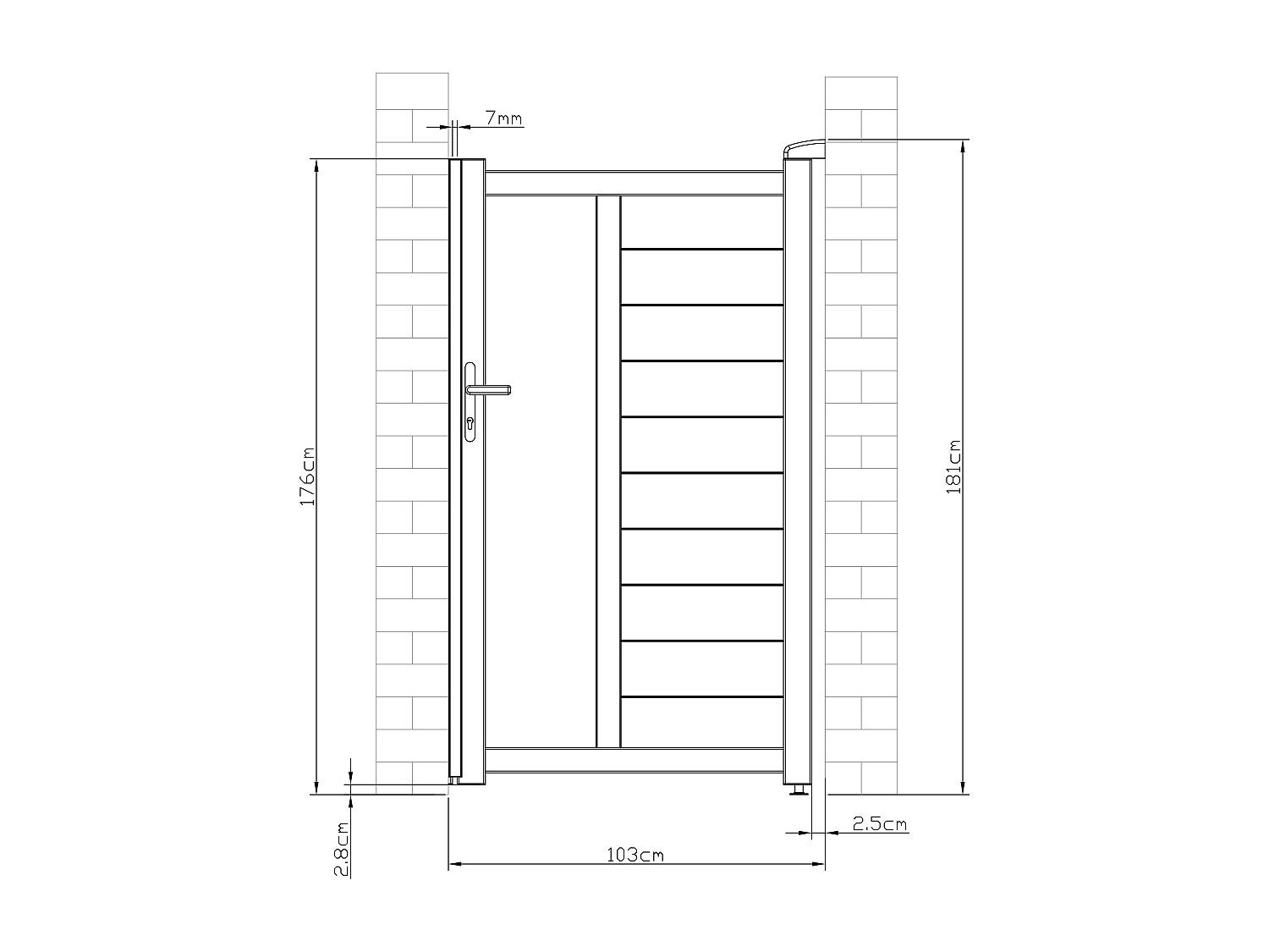 Portillon battant aluminium semi plein à motifs L103 x H180 cm anthracite GREGOR - 6