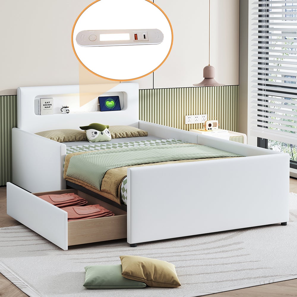 Lit avec tiroirs Lit enfant 90x200 cm avec veilleuse prise USB ...
