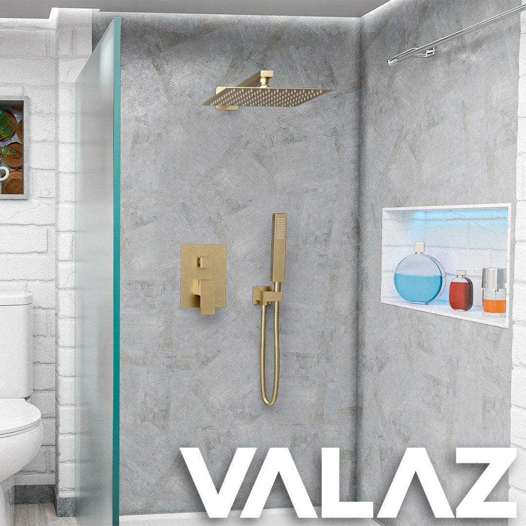 Valaz Douche encastrée carrée murale or brossé - Série Tajo - 20 cm - 3