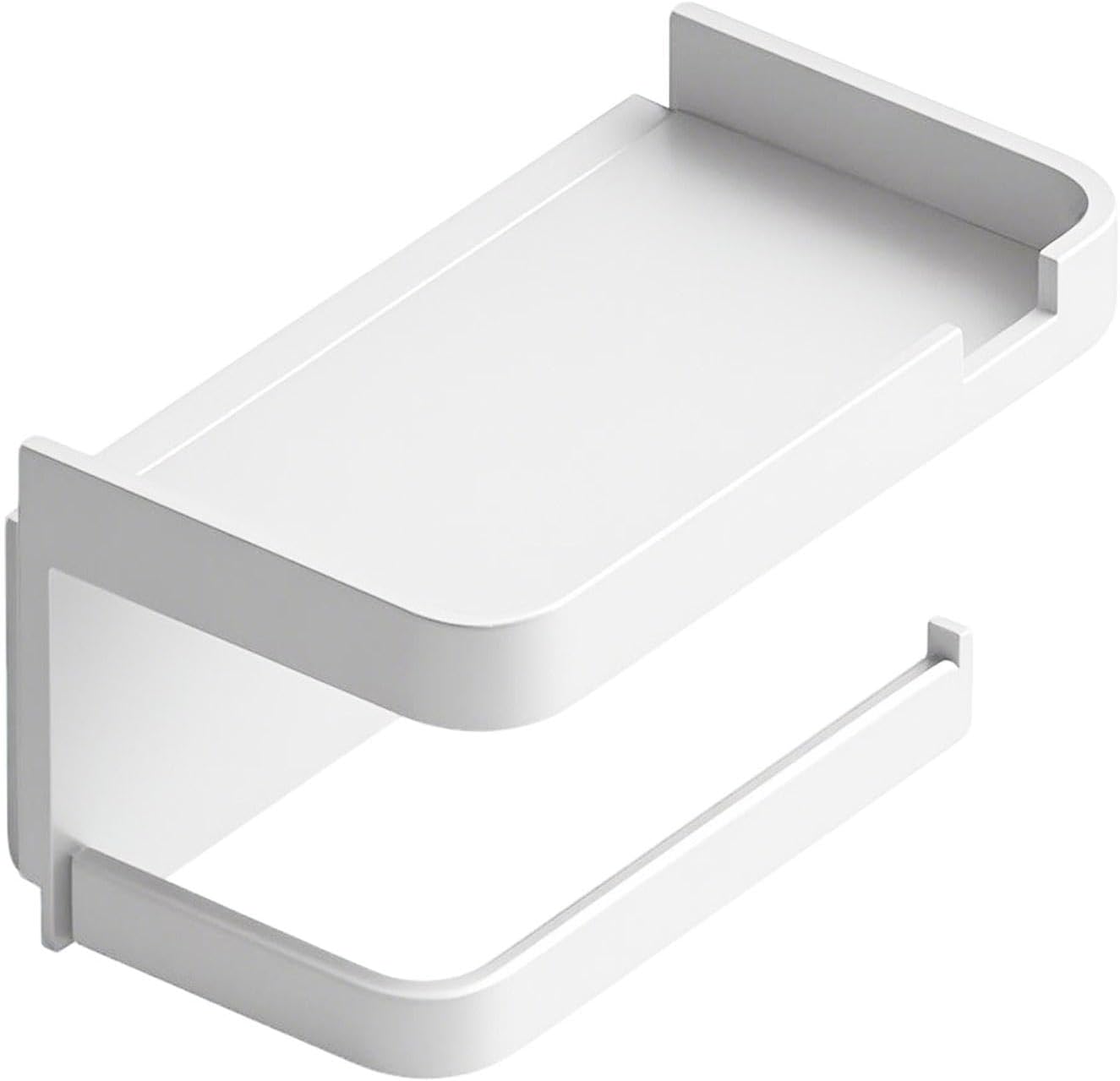 Uchwyt na papier toaletowy, dozownik ręczników papierowych w rolce, organizer łazienkowy z uchwytem na telefon, biały, 7,09 x 4,41 cala