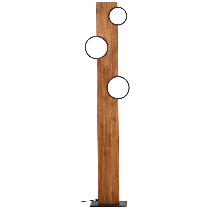 Brilliant Lamp Cheesy 140cm lampa podłogowa LED matowa czarna/brązowa drewno 20W zintegrowana dioda LED