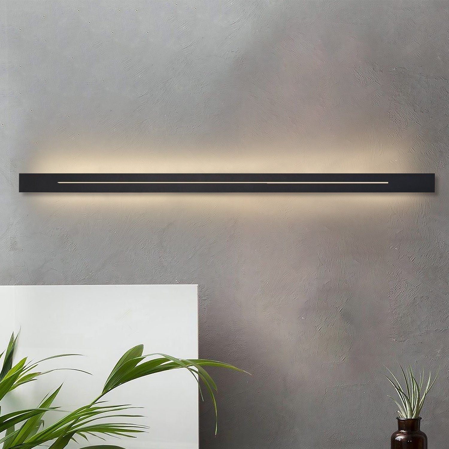 ZMH Lampa ścienna LED nowoczesna czarna 100cm odpowiednia do salonu i sypialni