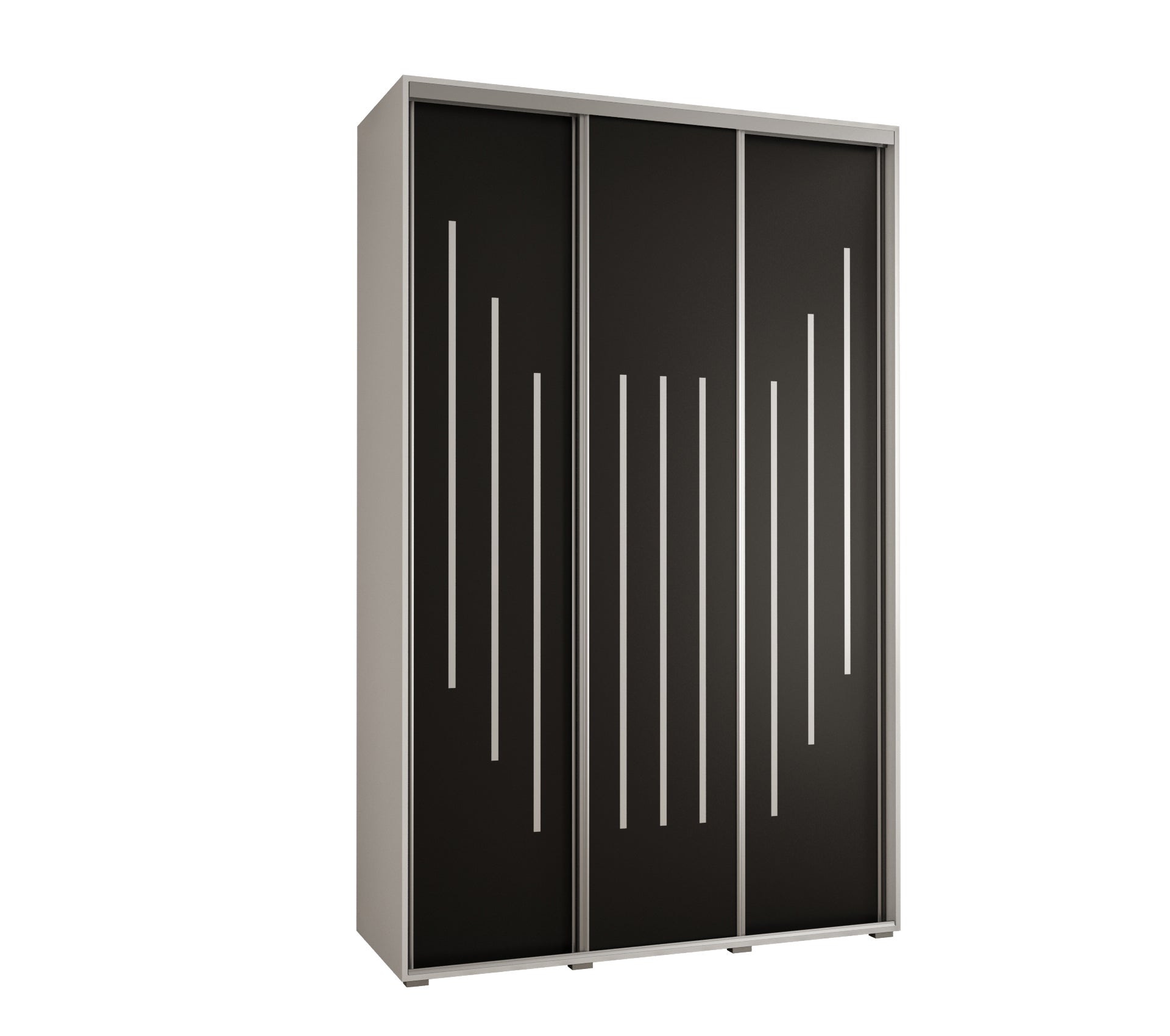 Szafa przesuwna wysoka Davos 8 150 x 60 x 235,2 cm biały + czarny + u. srebrny - Abiks Meble