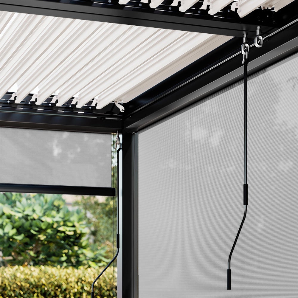 Store screen vertical 370 x 218 cm coffre intégral guidage par câbles inox pour pergola ou installation seule - Anthracite - 8